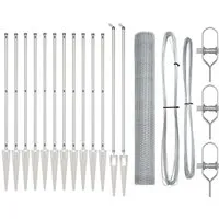 vidaXL Zaun mit Pfosten Silber 1.4 x 25 m - Gartenzäune aus PVC-beschichtetem Stahl, wetter- und rostbeständig, ideal für die sichere Abgrenzung von Gärten und Haustieren.