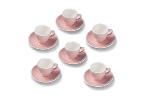Terra Home Espressotasse extra dickwandiges Espressotassen-Set, Rosa glossy 90 ml, Porzellan, Spülmaschinen und Mikrowellen geeignet 6er Set