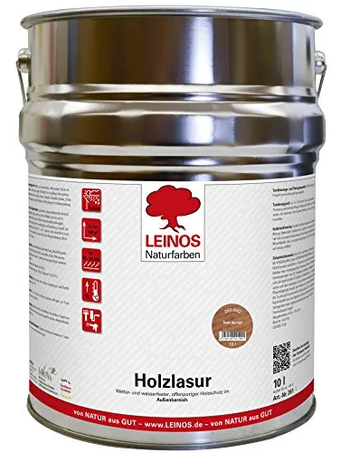 LEINOS 260 Holzlasur für Außen 042 Teak – Wetterfeste Naturöl-Basis Lasur - Holzlasur für Außen mit Filmschutz gegen Pilzbefall, UV-beständig und atmungsaktiv – ideal für Zäune, Fassaden und Gartenholz.