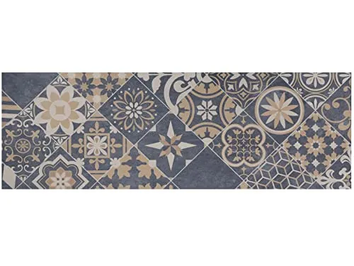 Primaflor Vinyl Küchenläufer Meterware - VERSAILLE, Blau, 0,60m x 2,00m, Pflegeleichter Küchenvorleger aus Hochwertigem PVC, Robuster Läufer für Badezimmer und Waschküche