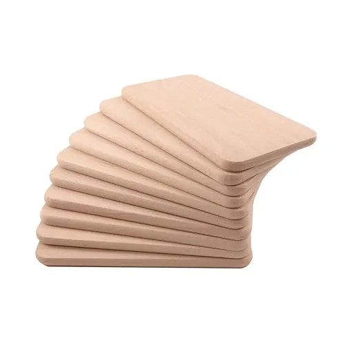 Frühstücksbrettchen 10er Set Holz | Buche Natur unbehandelt | Brotzeitbrett für Küche, Küchenutensilien | Schneidebrett | Holzbrettchen | beidseitig verwendbar | 22,5x12,5x1,2 cm Pohmer Design