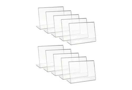 HMF Bilderrahmen 4693 Acryl Tischaufsteller schräg, für 1 Bilder (10 St), L-Ständer DIN A6 Querformat, Glasklar