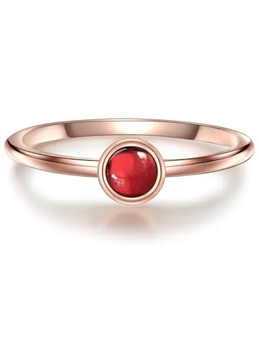 GLANZSTÜCKE MÜNCHEN Damen-Ring - Eleganter Granat-Ring in Rosévergoldet - Ringe für Damen aus hochwertigem 925 Sterling Silber, rosévergoldet mit feurigem Granat, der Mut und Energie verleiht. Ideal für stilbewusste Frauen.