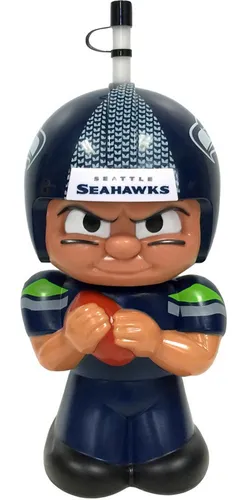 Party Animal NFL Seattle Seahawks Big Sip Wasserflasche 473 ml - Trinkflasche in Quarterback-Form für Kinder und Sportfans. Offiziell lizenziert, mit praktischem Strohhalm und auslaufsicherem Verschluss, ideal für kalte Getränke.