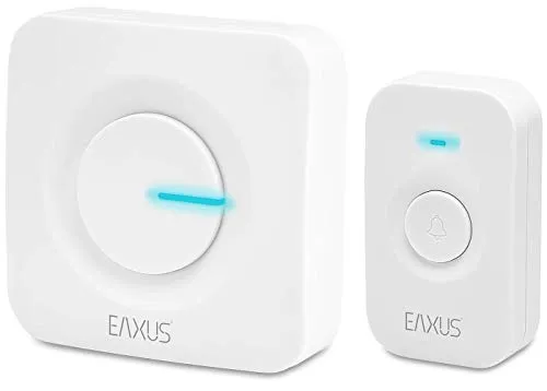 Eaxus® Funk Türklingel - Kabellose Funkklingel, 52 Melodien, LED Anzeige, IP56 Wasserdicht, für Steckdose, Weiß