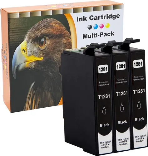 3er-Set kompatible Druckerpatronen SCHWARZ für Epson T1281 - Epson Stylus Office Serie BX305f, SX125, SX235w, SX425W, SX435w, SX445W, S22