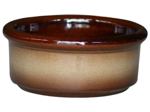 großer Hundenapf 3 Liter aus hochwertiger robuster Keramik 25x11 cm Fressnapf Futternapf Futterschale Napf (braun-geflammt)