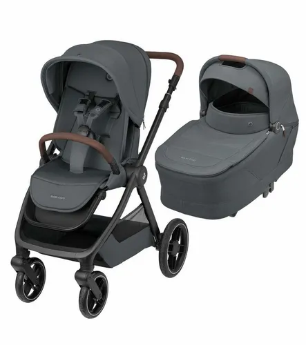 Maxi-Cosi Oxford Plus Baby Kinderwagen, 2-in-1 Set für 0–4 Jahre, Twillic Graphite - Komfortabler Kinderwagen mit wendbarer Babywanne und 3 Liegepositionen. Die sanfte Federung sorgt für ruhige Fahrten, während der große Aufbewahrungskorb alles Wichtige bereithält. Ideal für Ausflüge mit deinem Kind!