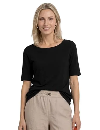 Street One Basic T-Shirt mit U-Boot-Ausschnitt Black 38