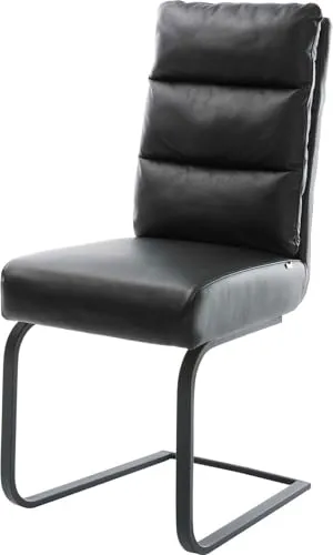 DELIFE Schwingstuhl Pela-Flex - Komfortabler Freischwinger aus Echt-Leder - Esszimmerstuhl mit punktelastischer Taschenfederkern-Unterstützung für optimalen Sitzkomfort. Hochwertiges Echtleder und elegantes Freischwingergestell machen ihn zum Blickfang in jedem Raum.