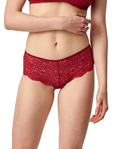 Snocks 3er Pack Hipster Full Lace - Dunkelrote Damen Unterwäsche aus Baumwolle - Elegante Hipster Full Lace Unterwäsche für Damen aus 95% Bio-Baumwolle. Nahtloses Design für unsichtbaren Tragekomfort unter der Kleidung. Hochwertige Verarbeitung für langlebigen Genuss.