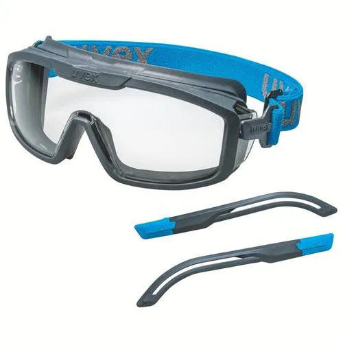 Uvex i-guard+ 9143300 Vollsichtbrille Grau, Blau - Arbeits- & Schutzkleidung, vielseitige 3in1-Schutzbrille für optimalen Schutz und Komfort, flexibel als Bügel- oder Vollsichtbrille einsetzbar, mit UV400-Schutz und dauerhafter Beschlagfreiheit.