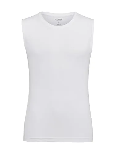 OLYMP Herren Tanktop Level 5 Body Fit, Weiß, M - Herrenhemden mit körperbetonter Passform, ideal für sportliche Aktivitäten oder als lässige Freizeitkleidung, pflegeleicht und bei 60 °C waschbar.