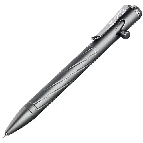 SMOOTHERPRO Aluminium Bolt Action Pen | Kugelschreiber | Robuster Edelstahlclip | Kompatibel mit Pentel-Mine | für Büro Schule Business EDC Unterschrift (PTC051) | Farbe Grau