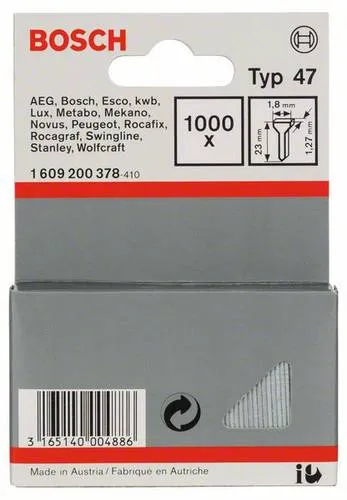 Bosch Accessories 1609200378 Tackernägel Typ 47 Produktabmessung, Länge 23mm 1000St.