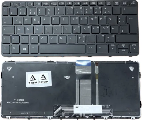 Tastatur - Farbe: Schwarz - mit Beleuchtung - ohne Rahmen Deutsches Tastaturlayout kompatibel für HP P/N: 755497-041