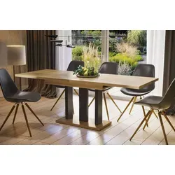 Endo-Moebel Esstisch Appia ausziehbar 130/210cm - Schwarz Matt & Natur Eiche - Esstisch in modernem Design, ausziehbar für flexible Essenssituationen und ideal für gesellige Runden.