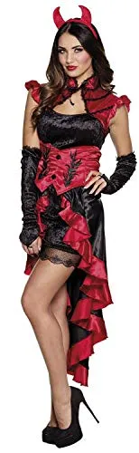 Boland 79123 Erwachsenenkostüm Gothic Teufel Gr. 40/42, schwarz/rot