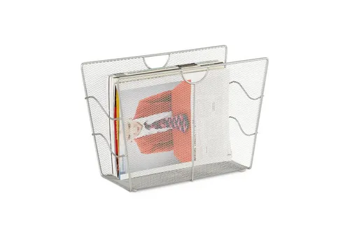 relaxdays Zeitungsständer Mesh, silber