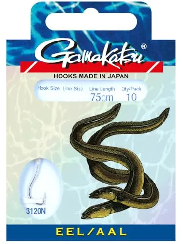 Gamakatsu Hook 3120N Aal 75cm - 10 gebundene Angelhaken, Hakengröße/Schnurdurchmesser:Gr. 8/0.25mm