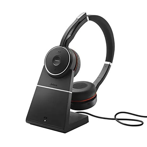 Jabra Evolve 75 SE UC - Kabelloses Headset mit Ladestation, optimal für Videokonferenzen und hohen Tragekomfort