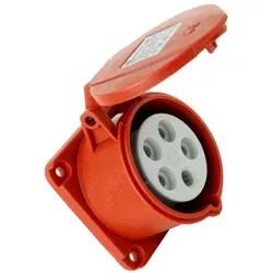 CEE Einbausteckdose gerade 400V 16A 5P 75x75 mm - Rot