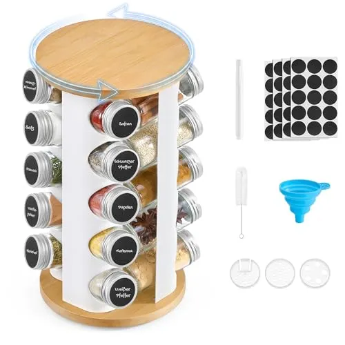 SONGMICS drehbares Gewürzregal mit 20 Gläsern