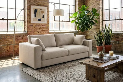 KAWOLA Sofa AMINA 3-Sitzer Stoff cremeweiß von KAWOLA