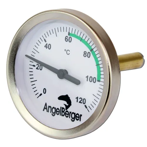 Angel Berger Profi Räucherthermometer für Räucherofen - Räucheröfen & -utensilien: Präzises Thermometer bis 120°C für perfekte Räucherergebnisse, ideal für Forelle, Lachs und Aal. Mit Dichtring und Montagematerial für einfache Installation.