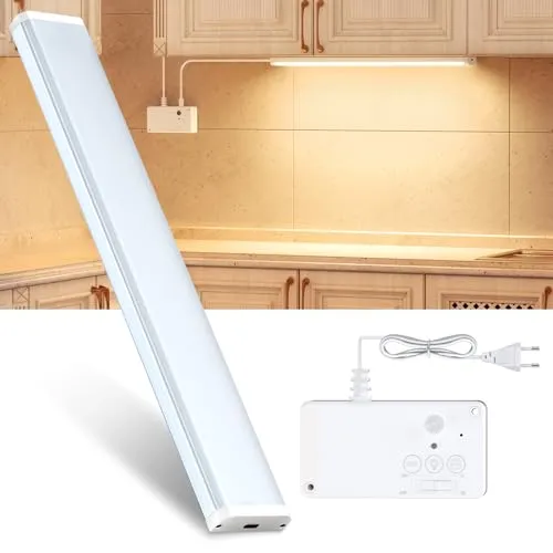 EppieBasic Unterbauleuchte Küche Led Dimmbar,500LM 42cm Hell Unterbau Küchenlicht 3000-6000K, 12W Led Küchenbeleuchtung Mit Energie Sparen Stecker Schaltkasten,Bewegungs & Licht Sensor 3/10Min-Timer