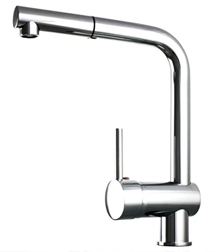 Niederdruck Spültischarmatur mit ausziehbarer Brause, Einhebelmischer, Chrom - Spültischarmatur mit ausziehbarer Brause, ideal für Niederdruckgeräte, sorgt für Flexibilität und Komfort beim Spülen.