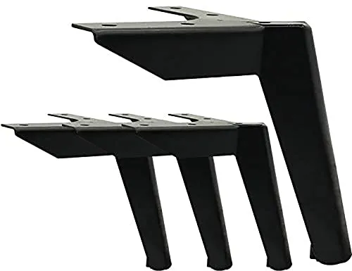 WZCMLJ 4 Stück Schwarz Möbelfüße, 12cm - Möbelfüße aus robustem Metall, tragen bis zu 600kg, mit Antirutschmatten für schützenden Halt. Ideal für DIY-Möbel wie Sofa, Tisch und Schrank.