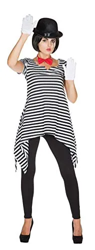 Karneval-Kostüm Damen Pantomime Clown Harlekin Tunika schwarz-weiß - Stylische Damen Tunika aus 100% Baumwolle in schwarz-weiß für Karneval und Fasching. Perfekt für einen unvergesslichen Auftritt als Pantomime oder Clown.