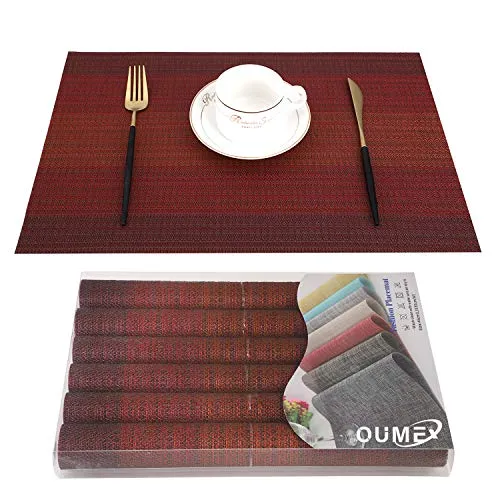 OUME Tischsets Abwischbar 6er Set Platzset Abwaschbar PVC rutschfest Abgrifffeste Hitzebeständig Platzdeckchen für Zuhause Restaurant, 30 x 45cm