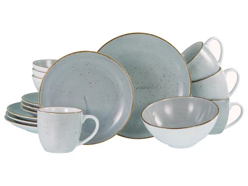 CreaTable Vintage Nature Kombiservice 16-tlg - Kombiservice aus 16 handgefertigten Porzellanstücken in Naturdesign, spülmaschinen- und mikrowellengeeignet, ideal für jeden Anlass und lange Haltbarkeit.