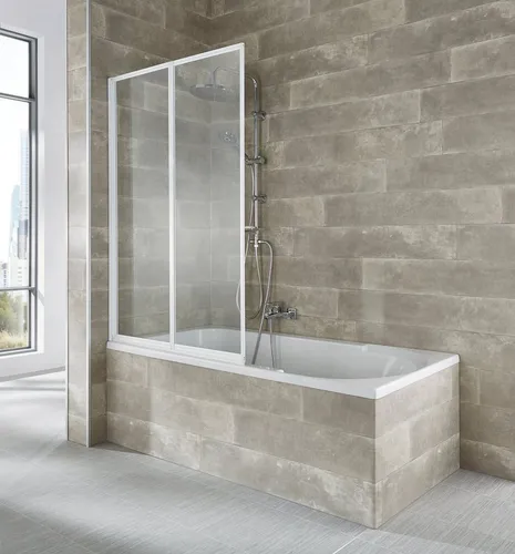 welltime Badewannenaufsatz Nassau - Faltwand aus Einscheibensicherheitsglas - Duschwände, beidseitig montierbar, 100 cm breit und 140 cm hoch, bietet optimalen Spritzschutz für Ihre Badewanne.