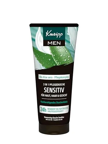Kneipp MEN 3 in 1 Pflegedusche Sensitiv - Für Haut, Haar & Gesicht - Bio Aloe Vera - Hautberuhigendes Duscherlebnis - 200ml
