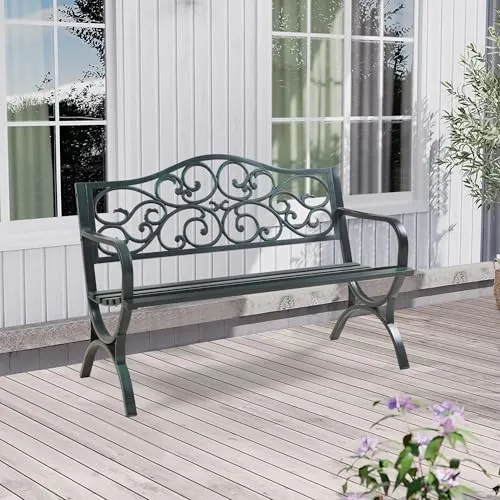 casa.pro Gartenbank Utav - Wetterfeste 3-Sitzer-Bank mit eleganter Rückenlehne - Bänke für Garten und Terrasse, wetterfest und bis 300 kg belastbar, ideal für gemütliche Momente im Freien.