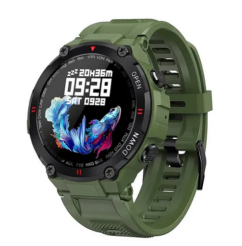 TPFNet SW24 mit Silikon Armband, mit Blutdruck- & Pulsmesser Smartwatch (Android), Blutsauerstoffanzeige, Musiksteuerung, Schrittzähler, Kalorien, Social Media etc. - Grün