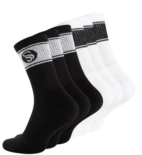 Stark Soul® Sportsocken Crew Socken im RETRO-Design (6 Paar) mit gepolsterter Sohle 6er-Pack, extra breiter Rippbund, Größenanagabe, flache Zehennaht
