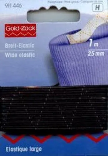 Gummilitze Breit-Elastic 25 mm schwarz 1 m Karte 911446