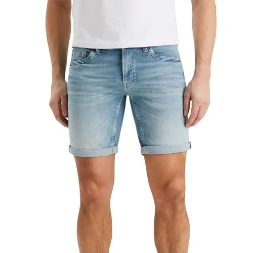 PME Legend Herren Jeans Shorts NIGHTFLIGHT SHORTS - hellblau, Größe 33 - Modische Herren-Shorts in hellblau mit normaler Leibhöhe und Reißverschluss. Ideal für lässige Outfits, aus 98% Baumwolle und 2% Elasthan für optimalen Komfort. Perfekt kombinierbar für jeden Anlass.