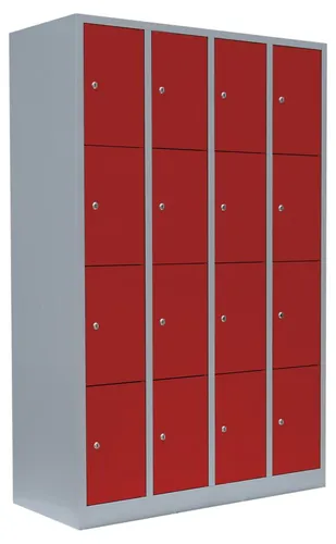 Steelboxx Fächerschrank Schließfachschrank - 4 Abteile mit 16 Fächern - Robuster Schließfachschrank aus verschweißtem Stahl, ideal für Umkleiden und Pausenräume. Komplett montiert geliefert - keine Montage erforderlich!