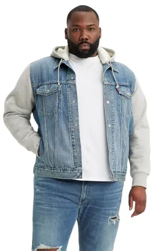 LEVIS Men's Big HYBRID Hoody Trucker Light Indigo-Worn IN, Candy Man, XXL - Funktionsjacken mit lässigem Design und hochwertiger Verarbeitung, ideal für Freizeit und Alltag.