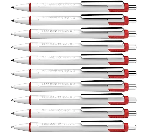 Schneider Slider Xite Kugelschreiber rot - 10 Stück - Druckkugelschreiber mit Viscoglide-Technologie für müheloses Schreiben, dokumentenecht und umweltfreundlich aus 70% biobasiertem Kunststoff.
