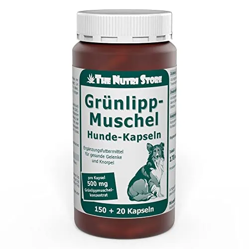 The Nutri Store Grünlippmuschel 500 mg für Hunde Kapseln 150 + 20 STK. - Ergänzungsfuttermittel für gesunde Gelenke und Knorpel