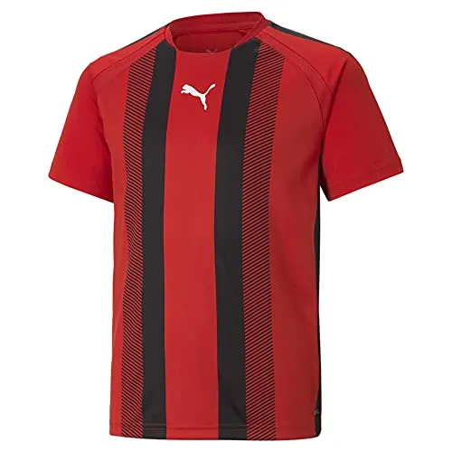 PUMA Unisex Kinder Teamliga Striped Jersey Jr Shirt, Puma Red-puma Black-puma White, 140 EU