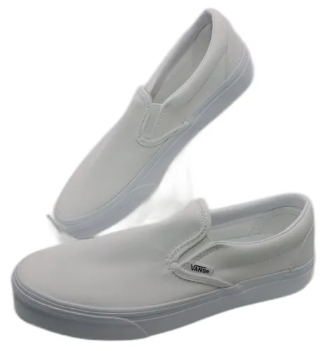 Vans UA Classic Slip-On Sneaker - Weiß, 38,5 EU - Sportlicher Slip-On Sneaker aus hochwertigem textilem Canvas-Material. Ideal für Skateboarding, mit elastischem Stretcheinsatz für einfachen Einstieg und bequemem Tragegefühl.