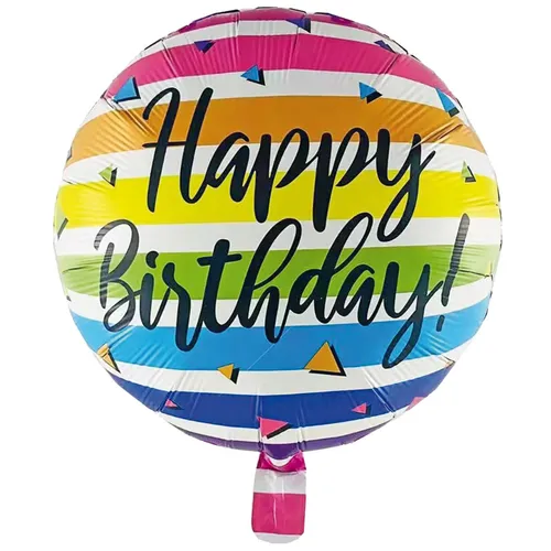 Party Factory Folienballon - Happy Birthday - bunter Luftballon, Ø 45 cm, Konfetti Ballon, Geburtstag, Heliumballon