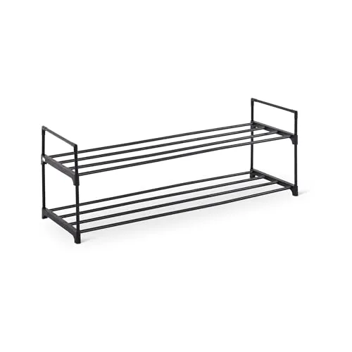 Raburg Schuhregal mit 2 Ebenen, Schuhständer aus Metall, Schuhaufbewahrung, Schuh-Organizer, bis zu 10 Paar Schuhe, für Flur, Wohnzimmer, Schlafzimmer, 92 cm x 35 cm x 30 cm, Easy-Shoe, Schwarz